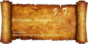 Vittman Tivadar névjegykártya